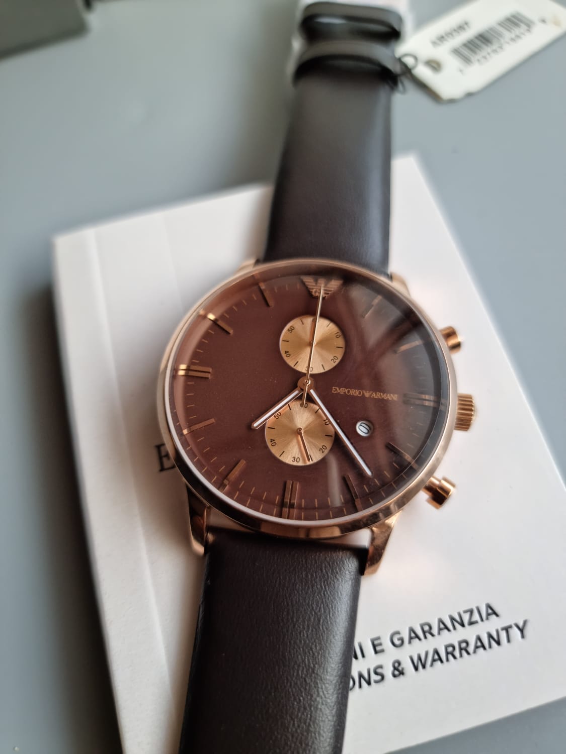 Emporio Armani Men s Quartz Leather Strap Brown Dial 40mm Watch AR0387