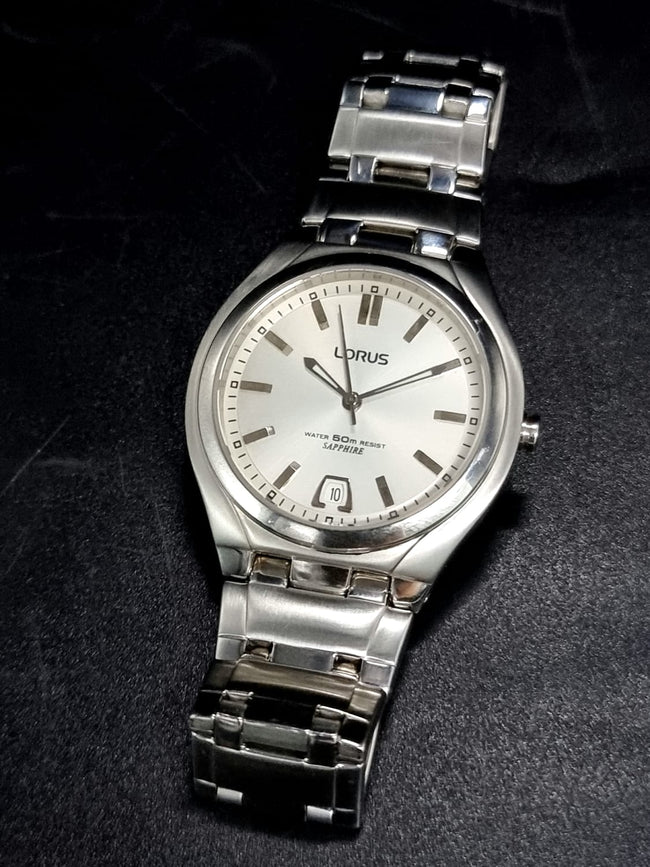Lorus White dial 37mm Dial Size Silver Chain Quartz Watch Hover Image