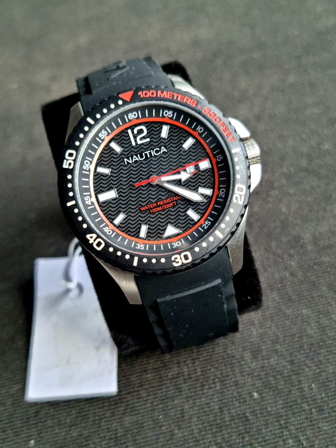 Nautica Gents Watch 45mm Watch Black Rubber Strap Quartz Watch