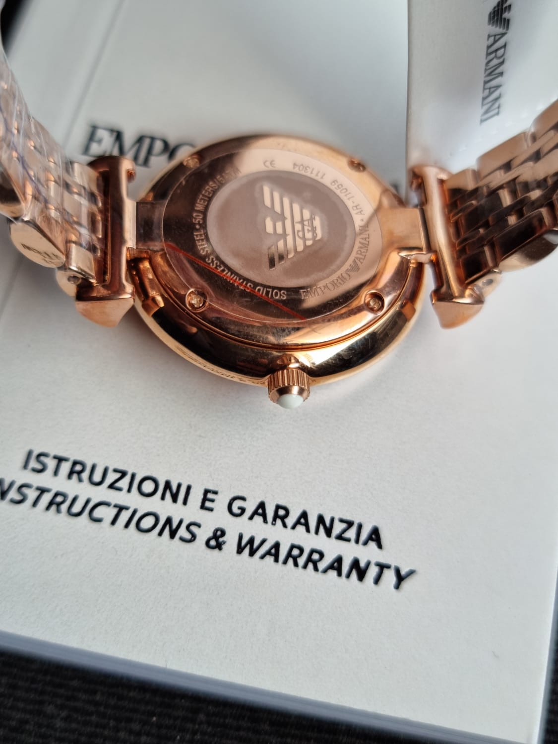 Emporio Armani Women’s Analog Stainless Steel Rose Gold Dial 32mm Watch AR11059