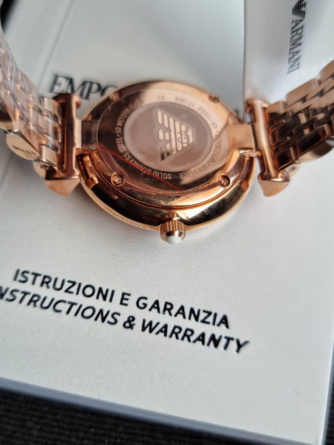 Emporio Armani Women’s Analog Stainless Steel Rose Gold Dial 32mm Watch AR11059 Main Image