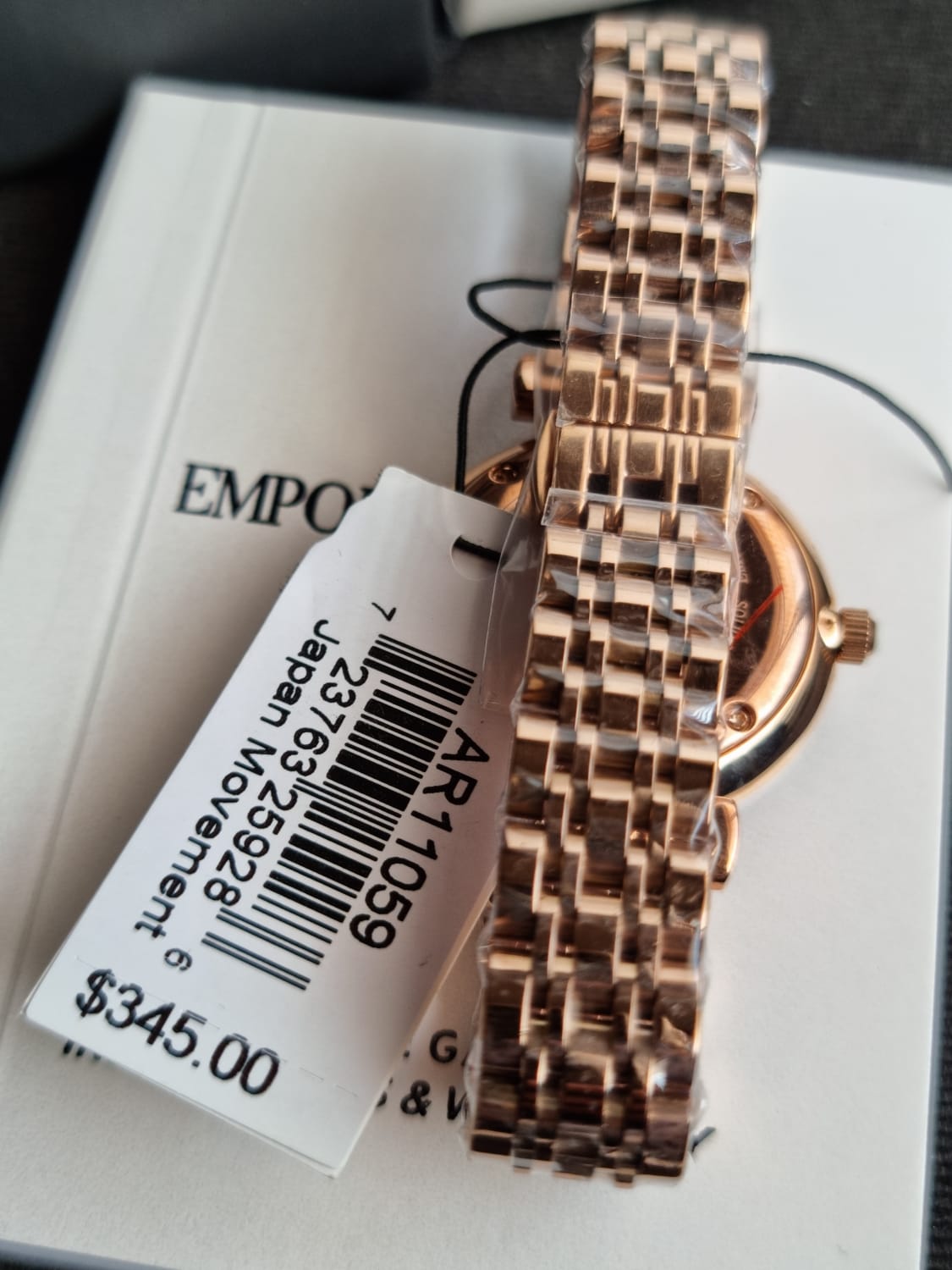 Emporio Armani Women’s Analog Stainless Steel Rose Gold Dial 32mm Watch AR11059