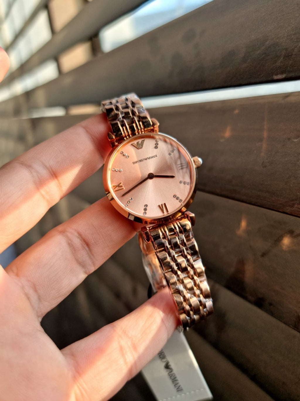 Emporio Armani Women’s Analog Stainless Steel Rose Gold Dial 32mm Watch AR11059