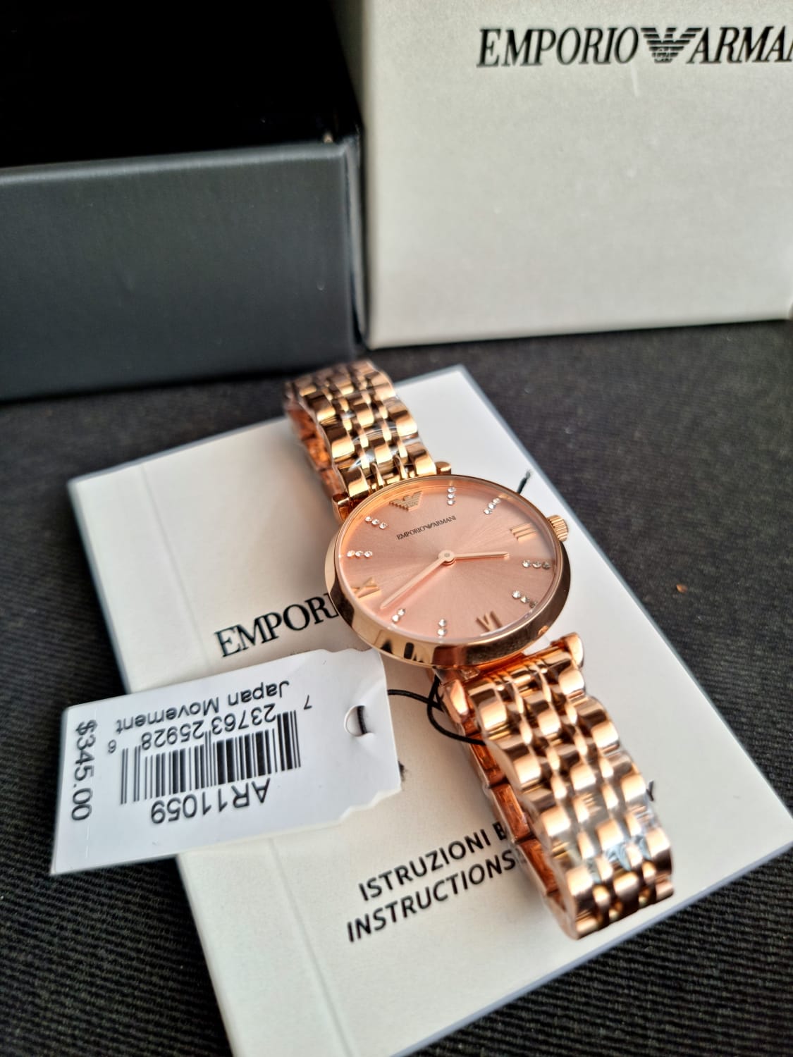 Emporio Armani Women’s Analog Stainless Steel Rose Gold Dial 32mm Watch AR11059