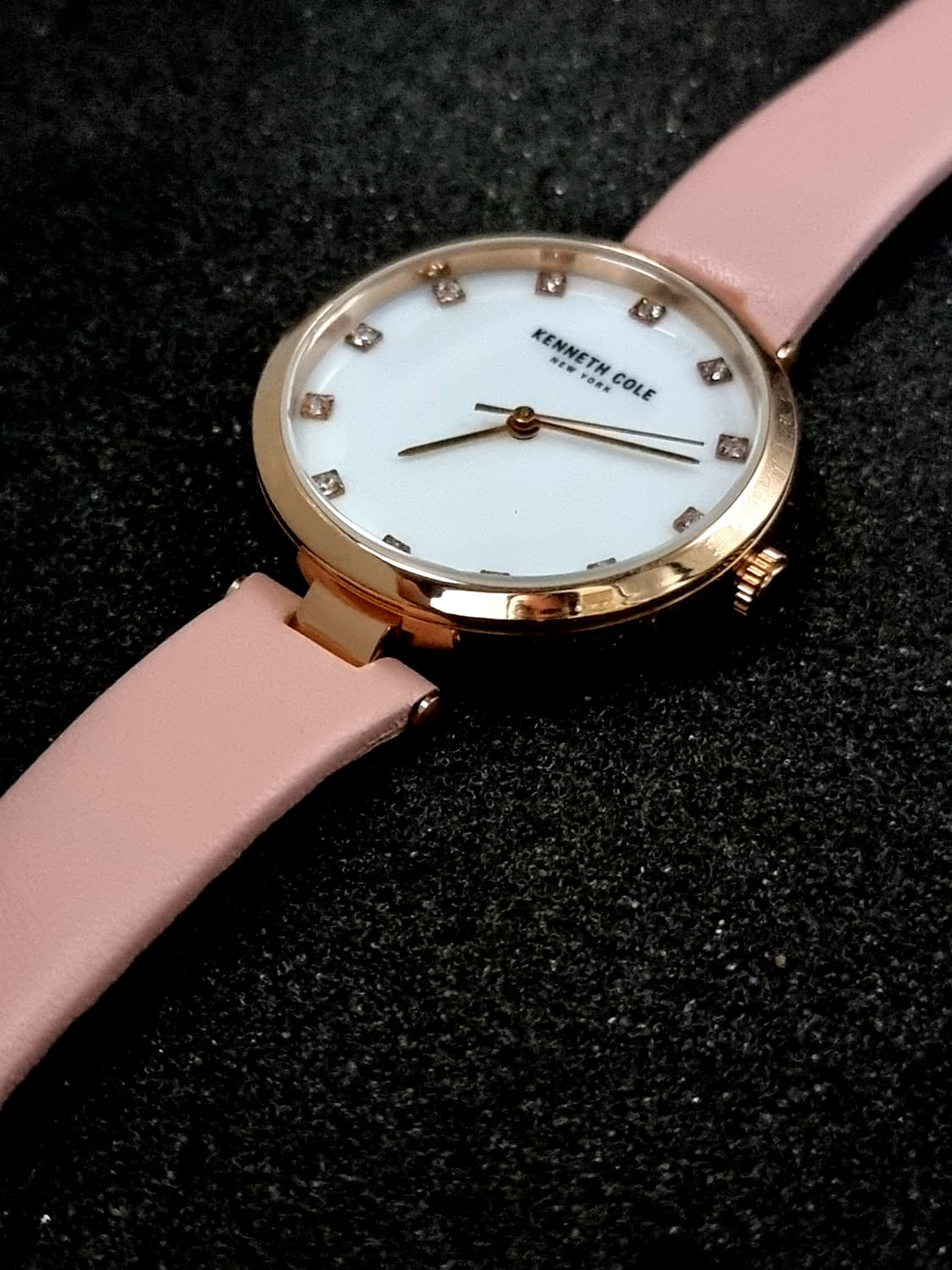 Kenneth Cole Mother Of Pearl Dial Leather Strap