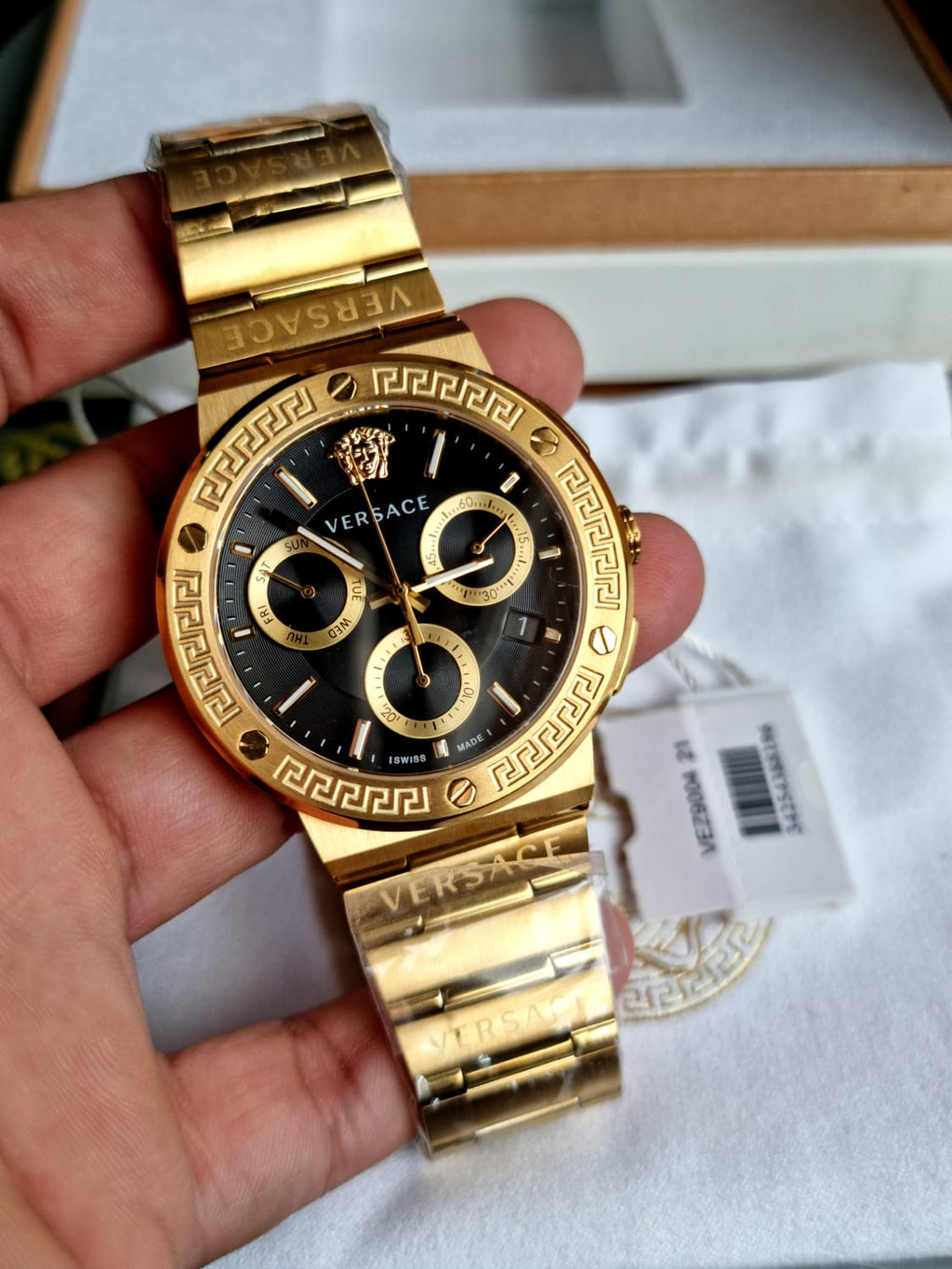Mens Versace Greca Logo Chrono Watch VEZ900421