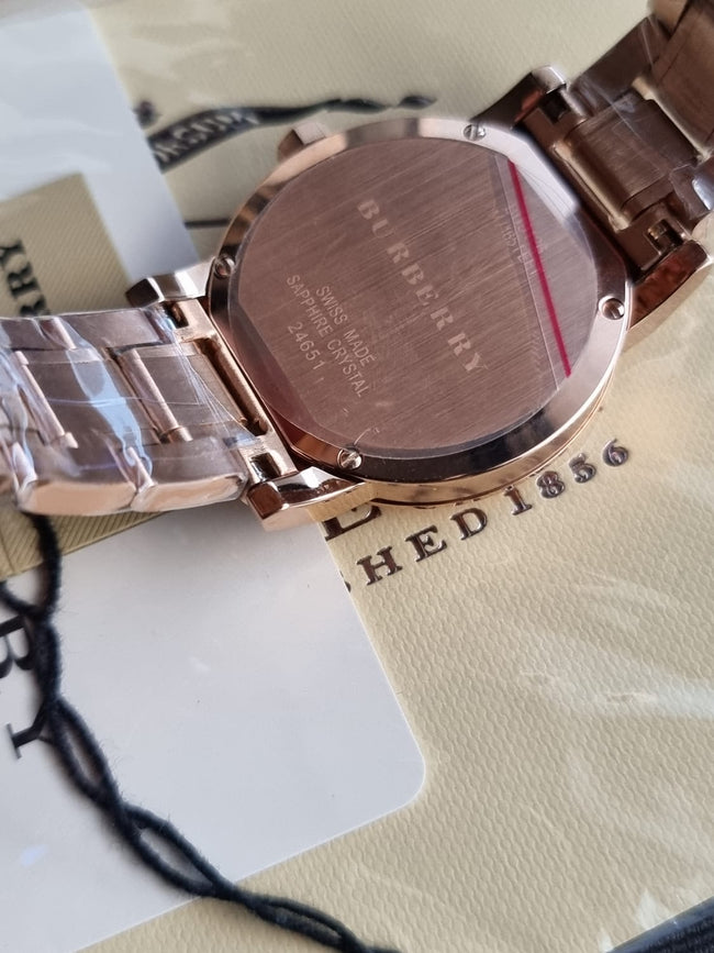 Burberry Women’s Swiss Made Stainless Steel Rose Gold Dial 34mm Watch BU9126 Main Image