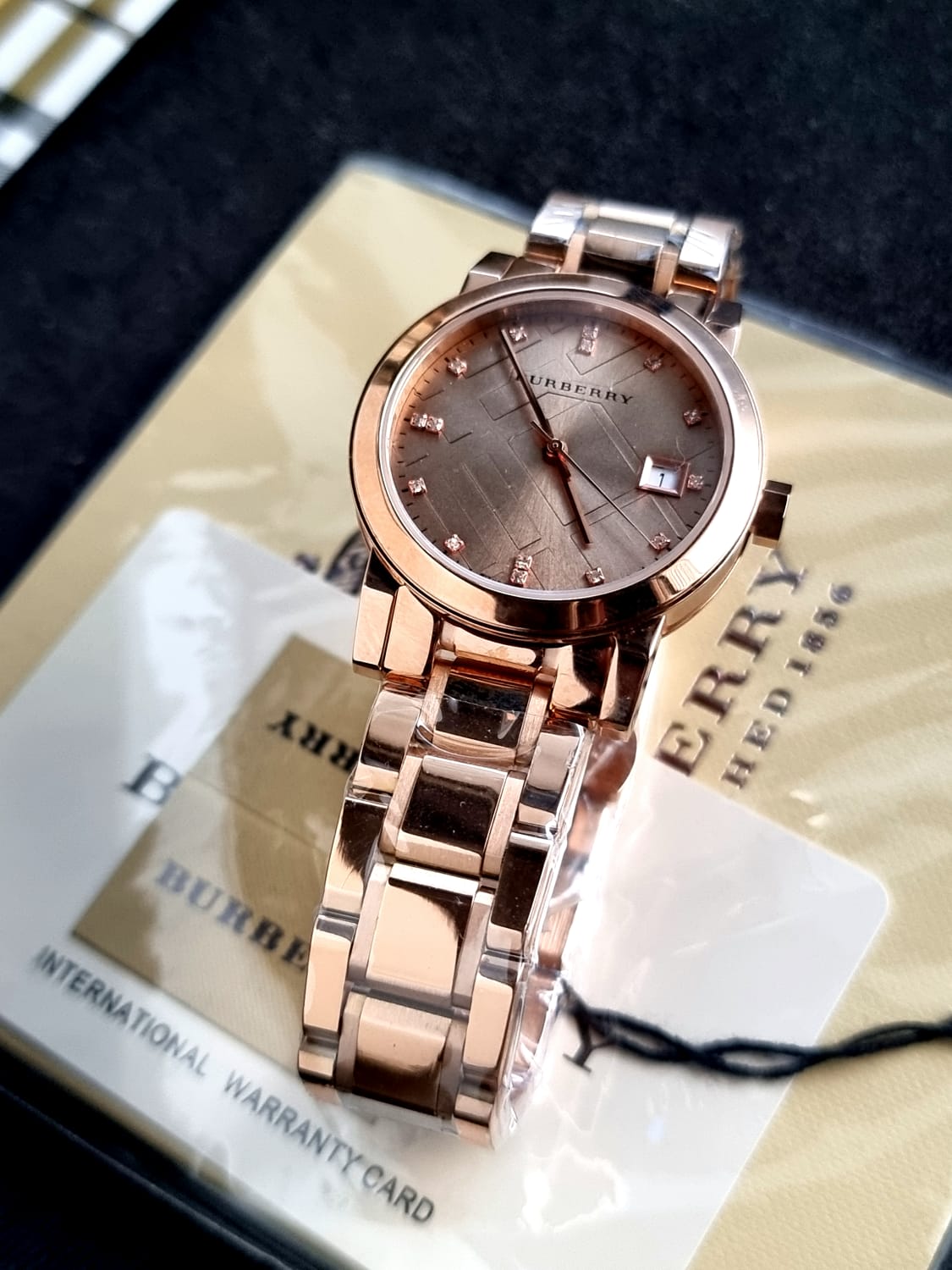 Burberry Women’s Swiss Made Stainless Steel Rose Gold Dial 34mm Watch BU9126
