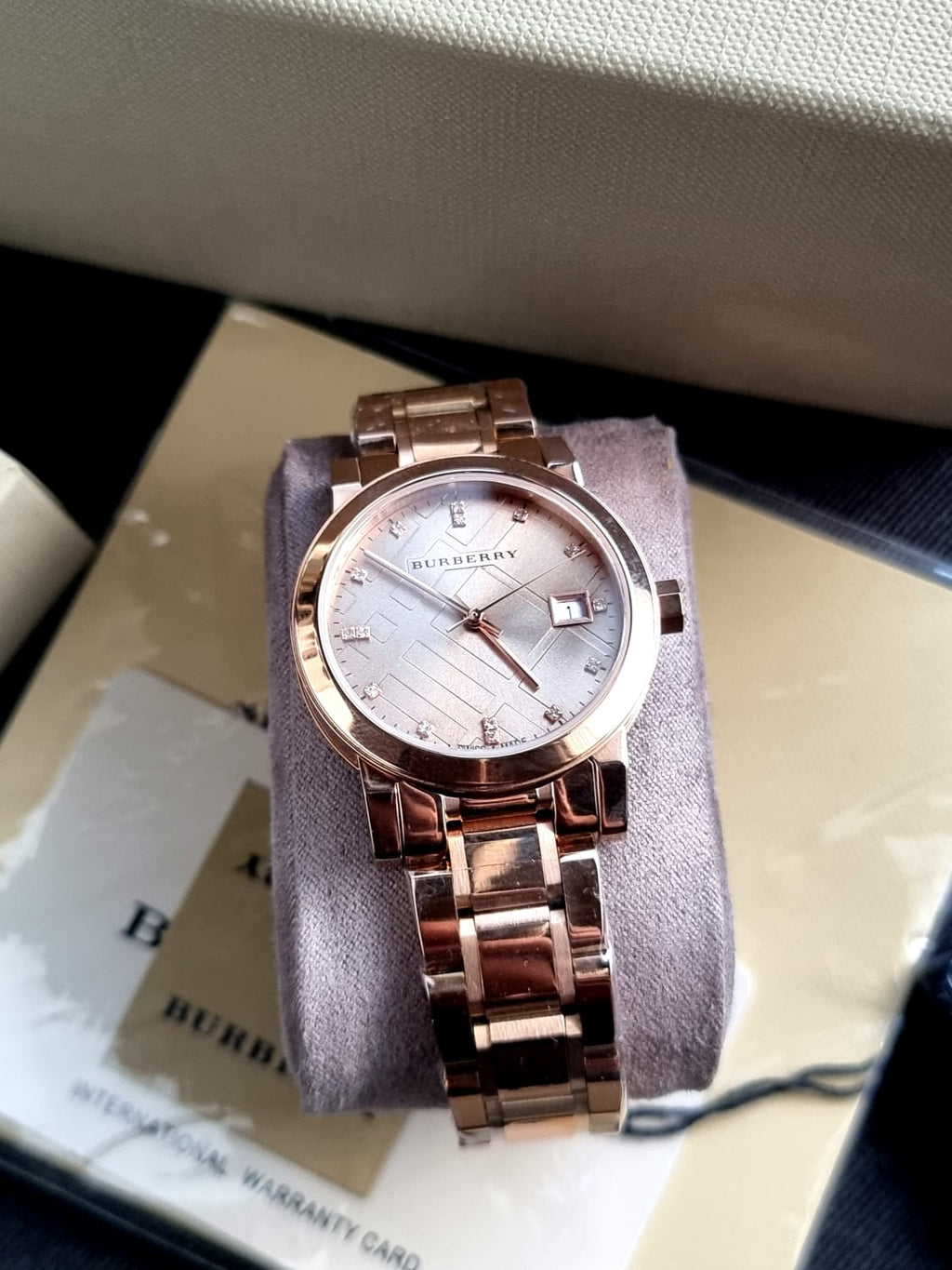 Burberry Women’s Swiss Made Stainless Steel Rose Gold Dial 34mm Watch BU9126