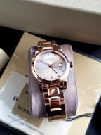 Burberry Women’s Swiss Made Stainless Steel Rose Gold Dial 34mm Watch BU9126