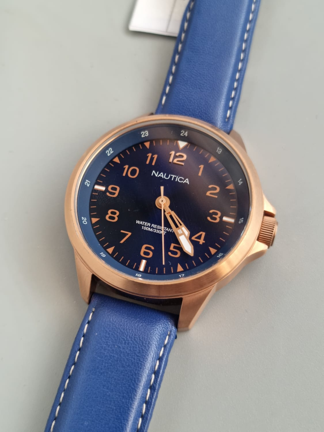 Nautica Blue leather Strap blue dial 45mm