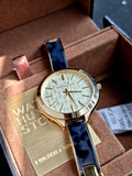 MICHAEL KORSSlim Runway Gold Dial Gold-tone and Navy Blue Resin Ladies Watch