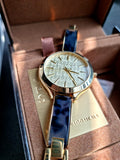 MICHAEL KORSSlim Runway Gold Dial Gold-tone and Navy Blue Resin Ladies Watch