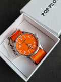 Pop Pilot Gents Watch Orange Dial Orange Strap