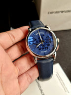 Emporio Armani Men’s Automatic Leather Strap Blue Dial 43mm Watch AR60030