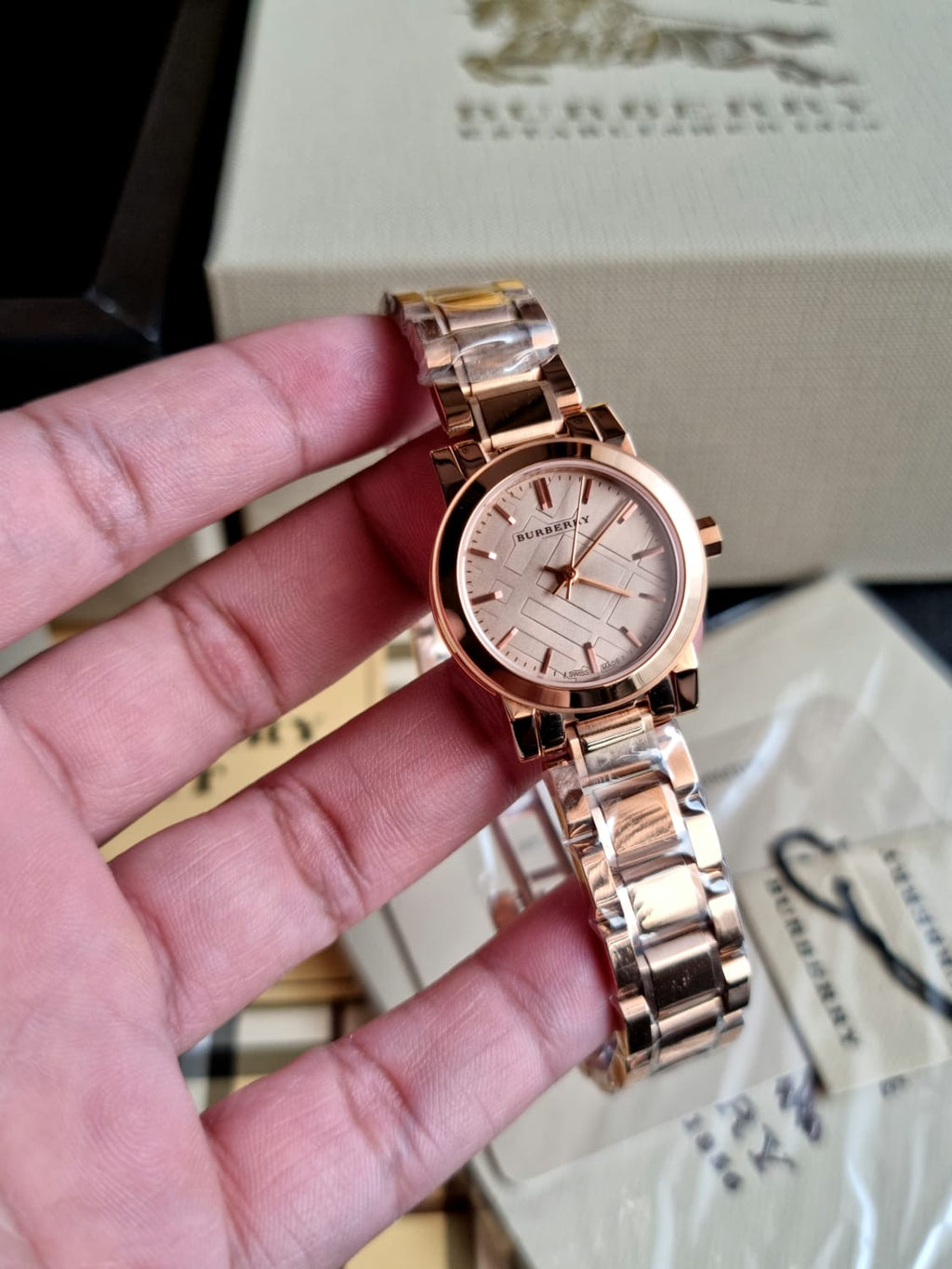 BURBERRY The City Petite Beige Dial Rose Gold-tone Ladies Watch BU9228