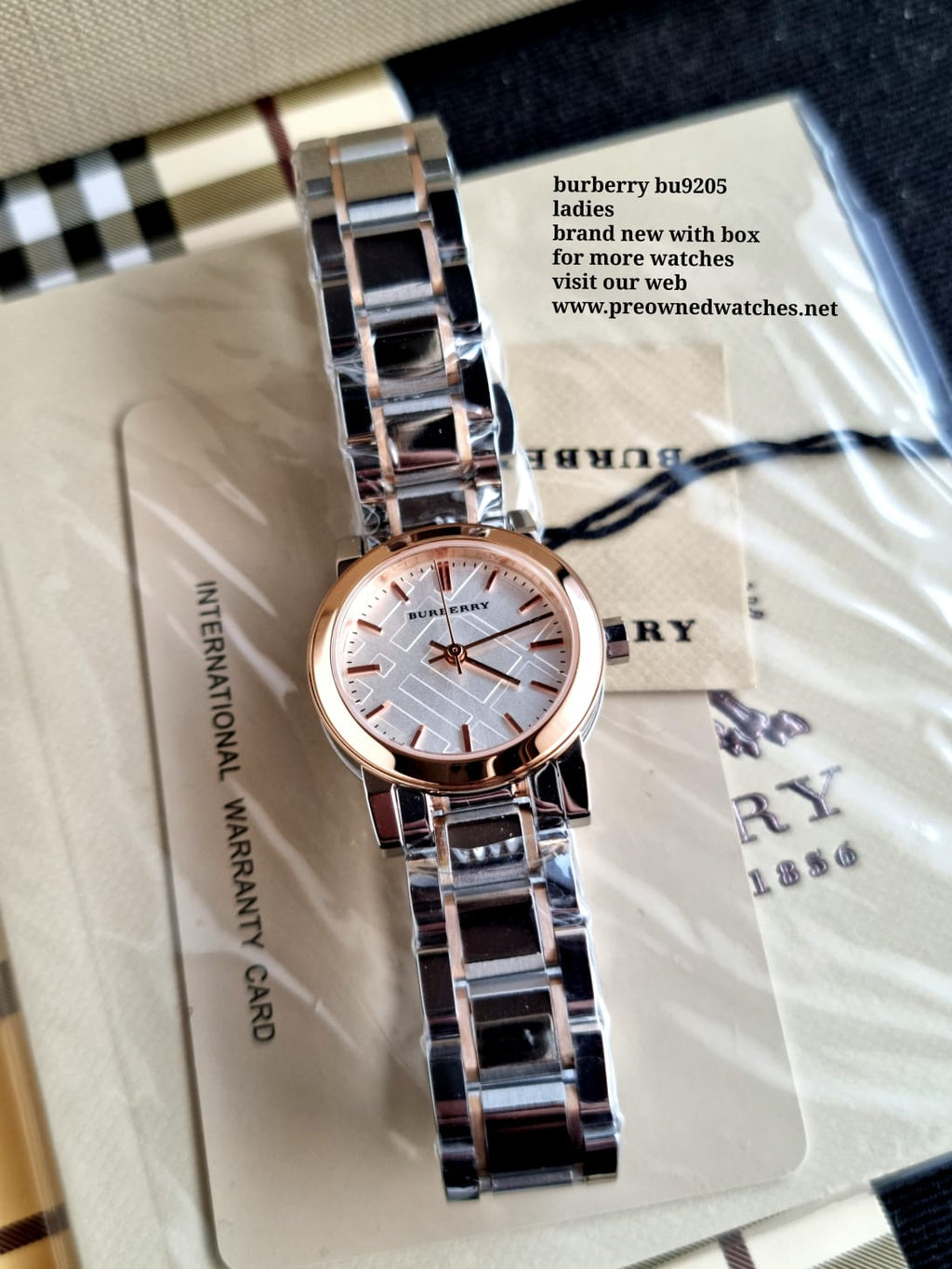 Burberry White Dial Rose Gold Ion-Plated Bezel Ladies Watch BU9205