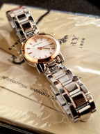Burberry White Dial Rose Gold Ion-Plated Bezel Ladies Watch BU9205