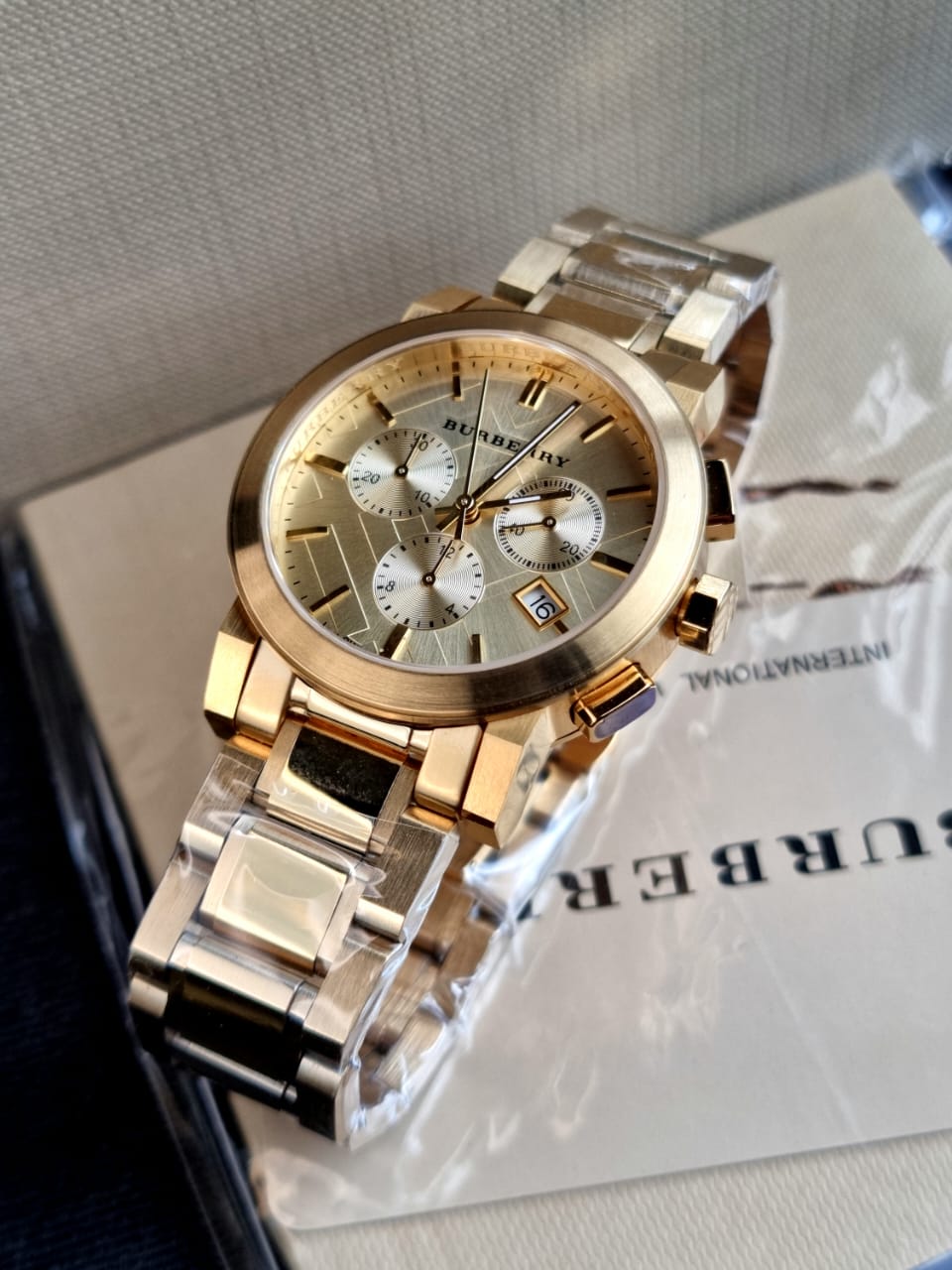 Burberry Women’s Swiss Made Stainless Steel Gold Dial 38mm Watch BU9753