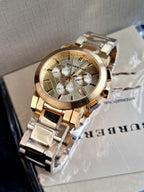 Burberry Women’s Swiss Made Stainless Steel Gold Dial 38mm Watch BU9753