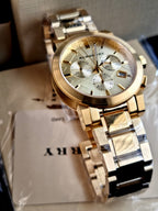 Burberry Women’s Swiss Made Stainless Steel Gold Dial 38mm Watch BU9753