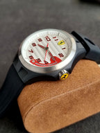 Ferrari Men's 830013 Lap Time White Dial Black Silicone Strap Watch
