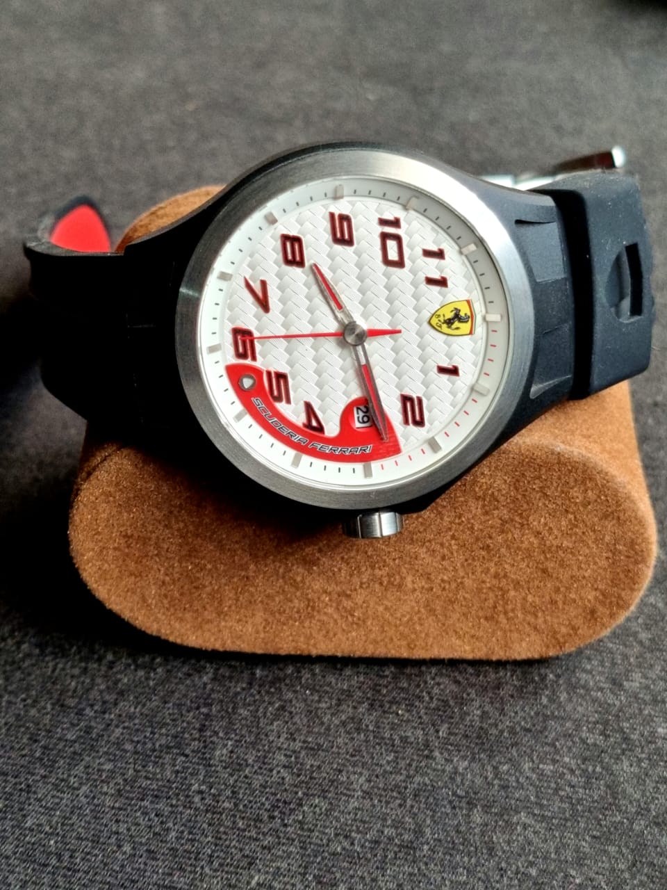 Ferrari Men's 830013 Lap Time White Dial Black Silicone Strap Watch