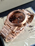 BURBERRY Taupe Chronograph Dial Rose Gold Plated Steel Men's Watch BU9353