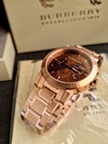 BURBERRY Taupe Chronograph Dial Rose Gold Plated Steel Men's Watch BU9353