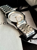 Gucci Men’s Swiss Made Quartz Silver Stainless Steel Silver Patterned Dial 38mm Watch YA126404