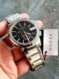 Gucci Analog Display Swiss Quartz Silver Men's Watch(Model:YA101204)