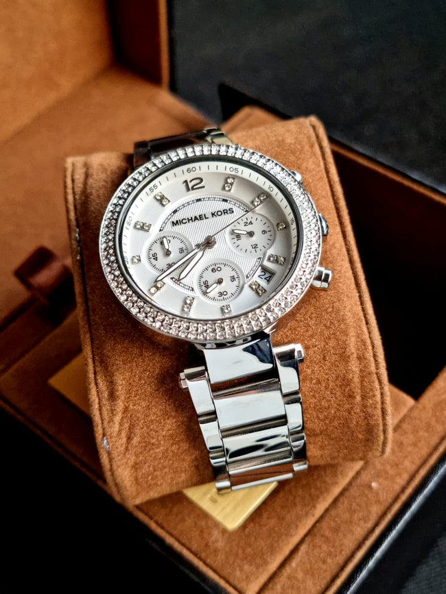 MICHAEL KORS Parker Chronograph Silver Dial Ladies Watch MK5353 Hover Image