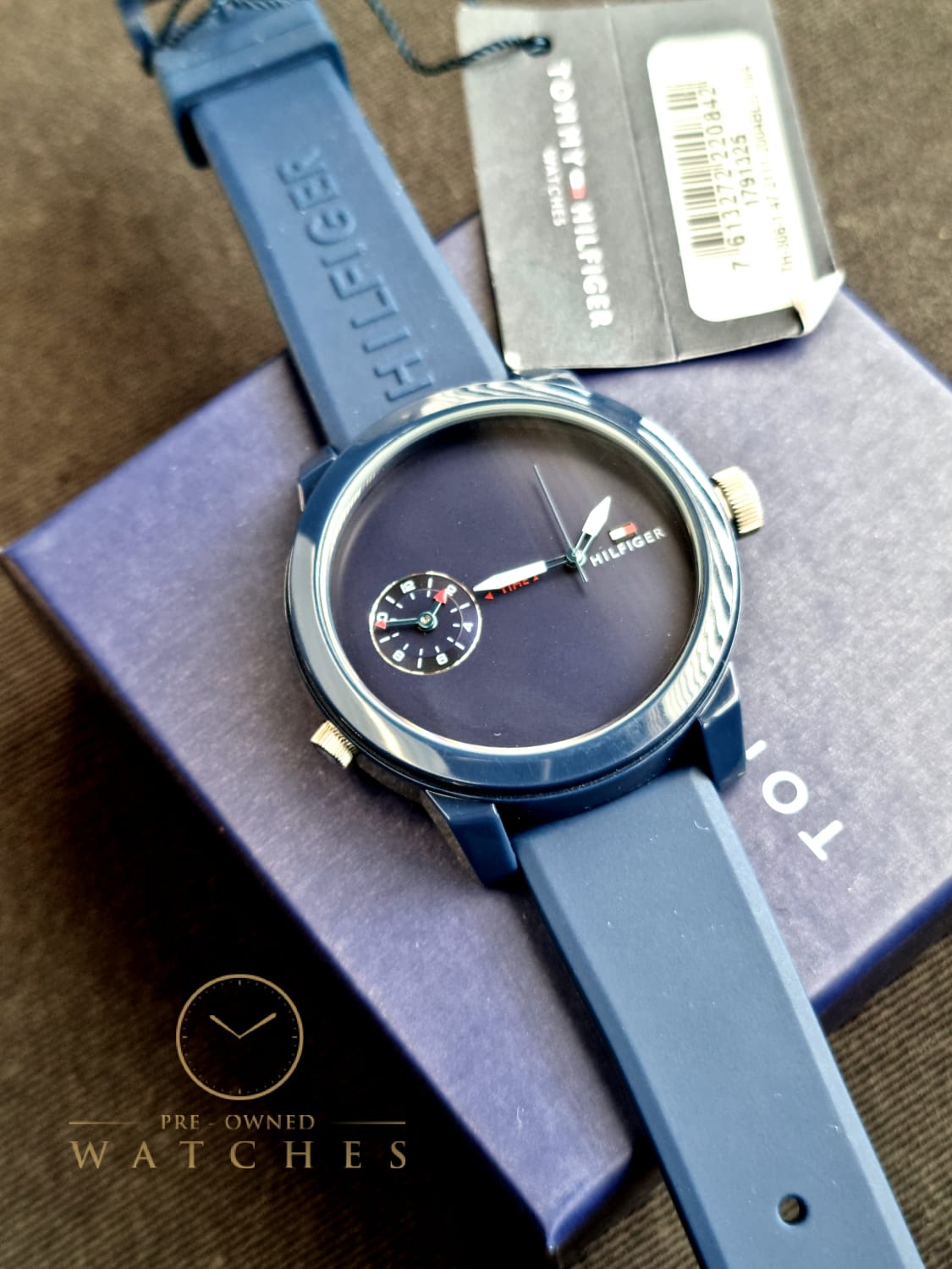 Tommy Hilfiger Men’s Quartz Silicone Strap Blue Dial 44mm Watch 1791325