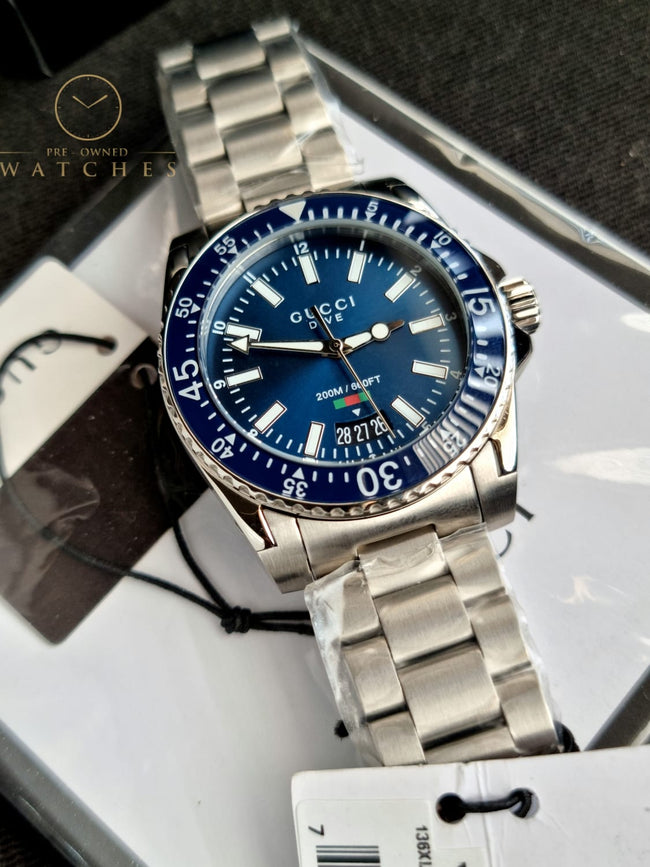 Gucci Men’s Quartz Swiss Made Stainless Steel Blue Dial 40mm Watch YA136311 Hover Image
