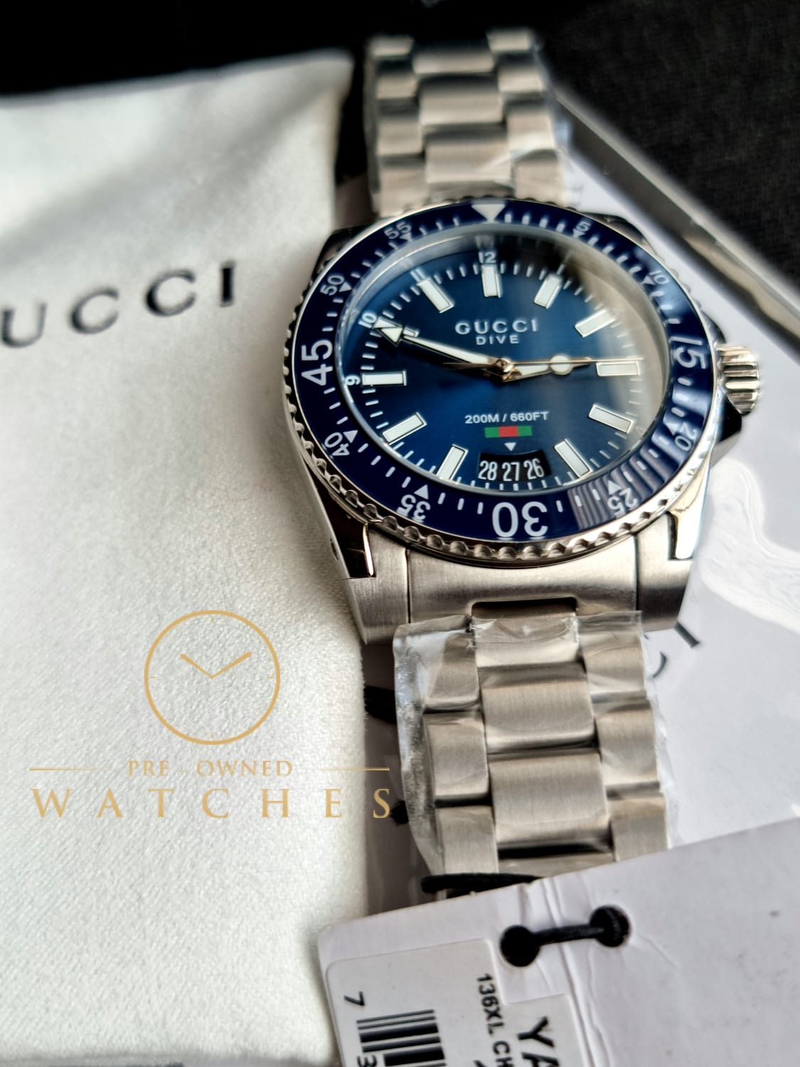 Gucci Men's Quartz Swiss Made Stainless Steel Blue Dial 40mm Watch 