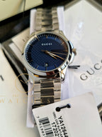 Gucci Men’s Analog Quartz Stainless Steel Blue Dial 38mm Watch YA126440