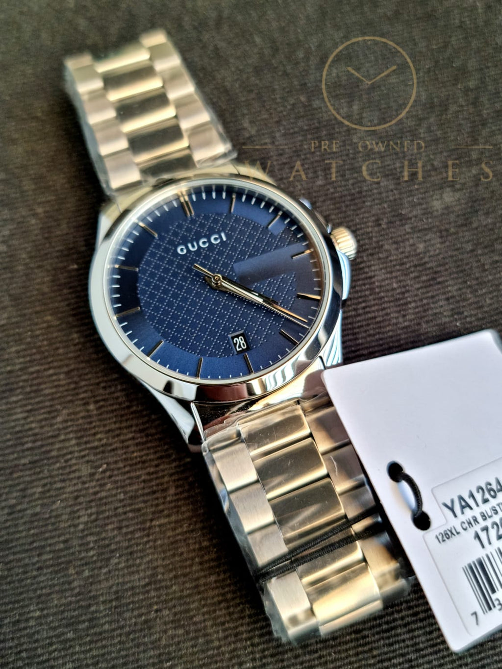 Gucci Men’s Analog Quartz Stainless Steel Blue Dial 38mm Watch YA126440