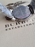 BURBERRY Silver Check Stamped Dial Stainless Steel Ladies Watch BU9144