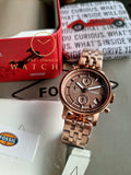 Fossil Women’s Quartz Rose Gold Stainless Steel Brown Dial 38mm Watch ES3494
