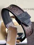 Michael Kors Men’s Quartz Brown Silicone & Leather Strap Black Dial 45mm Watch MK8849