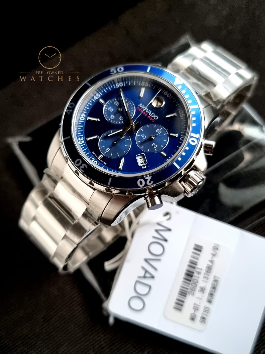 Movado series 800 blue dial outlet chronograph