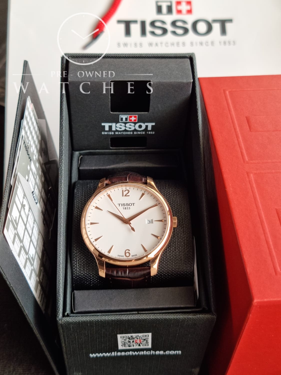 TISSOT TRADITION T063.610.36.037.00 Swiss Made Brown Leather Strap