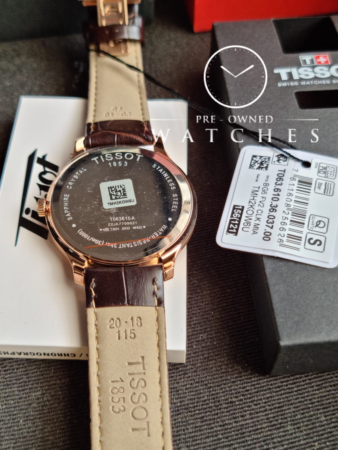 TISSOT TRADITION T063.610.36.037.00 Swiss Made Brown Leather Strap
