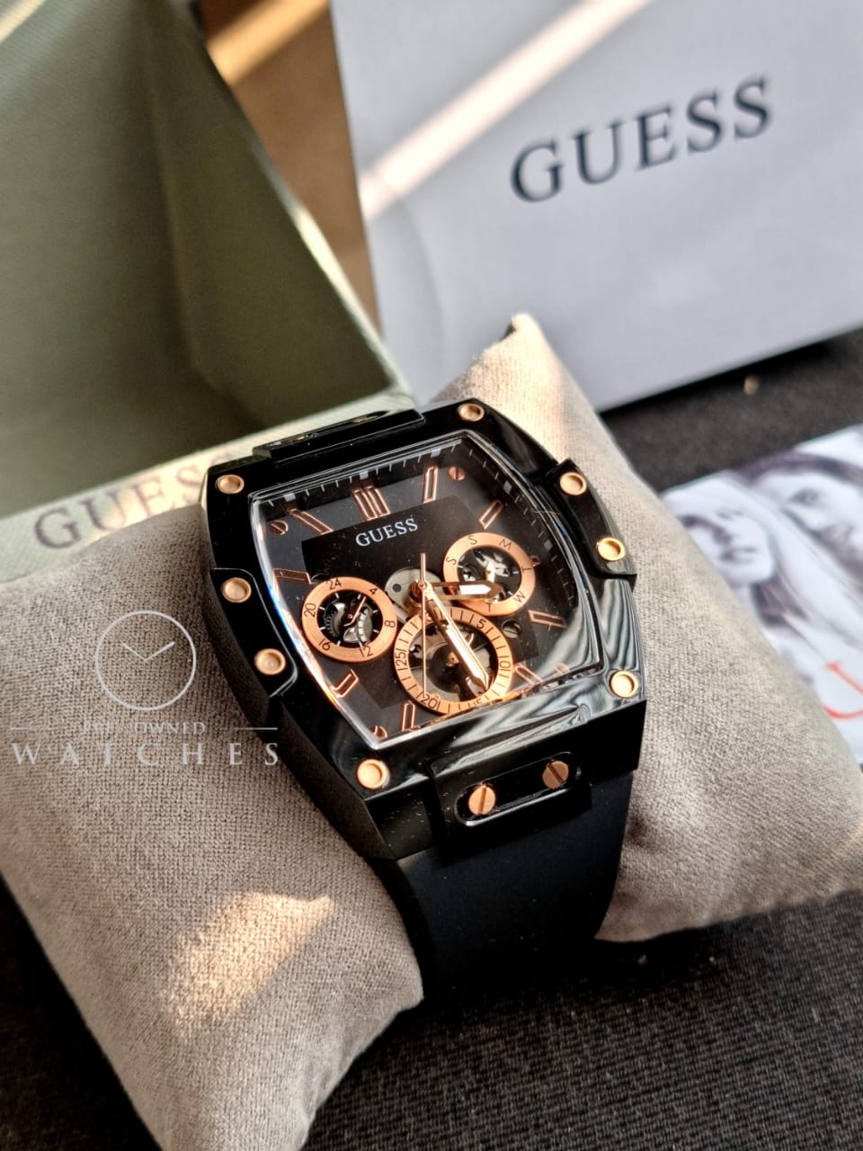 Guess Men’s Quartz Black Silicone Strap Black Dial 43mm Watch GW0203G8