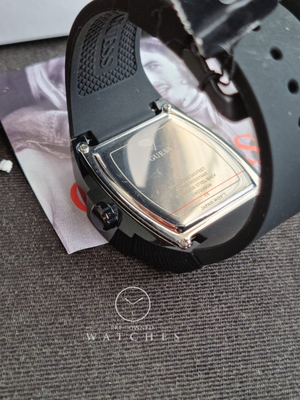 Guess Men’s Quartz Black Silicone Strap Black Dial 43mm Watch GW0203G8
