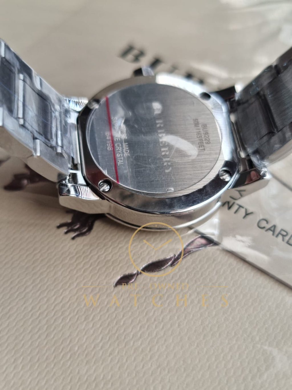 Burberry Women’s Swiss Made Quartz Stainless Steel Grey Check Stamped Dial 26mm Watch BU9229