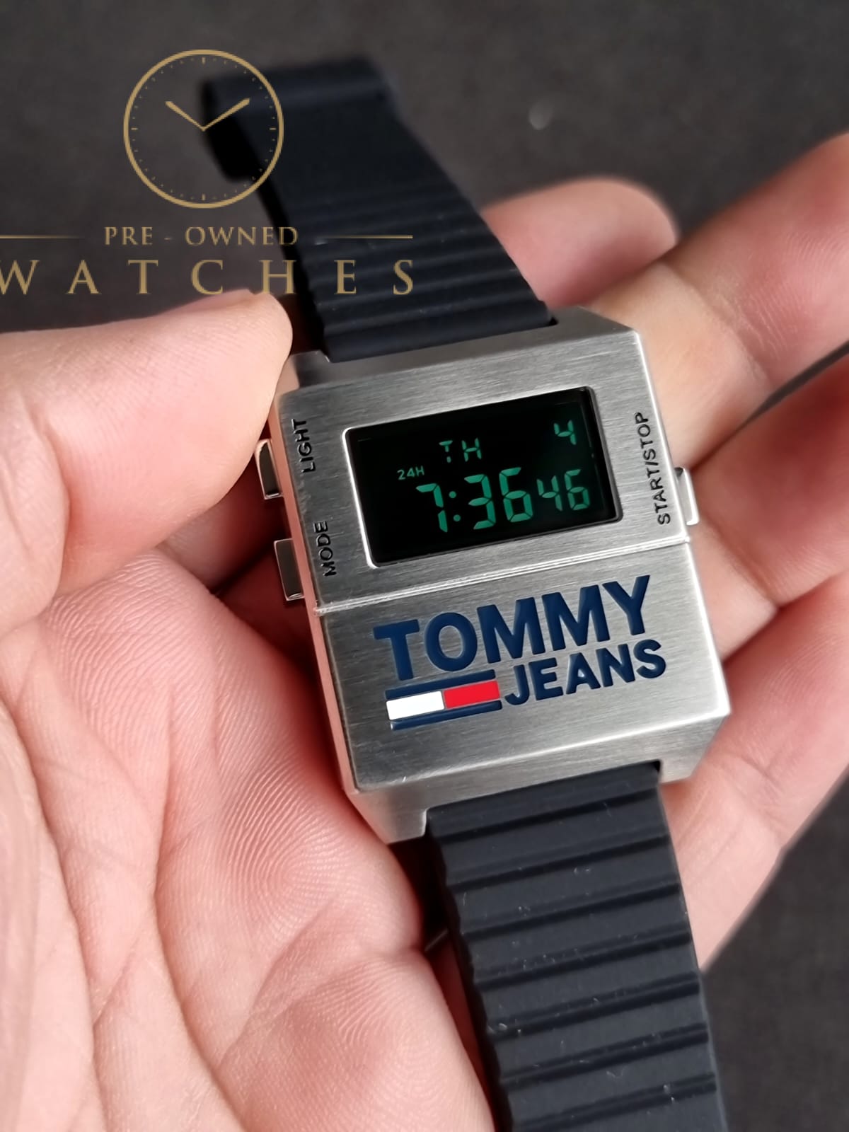 Tommy Hilfiger Men's Digital Silicone Strap Black Dial 32mm Watch