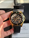 Gucci Men’s Analog Quartz Swiss Made Silicone Strap Black Dial 45mm Watch YA136219