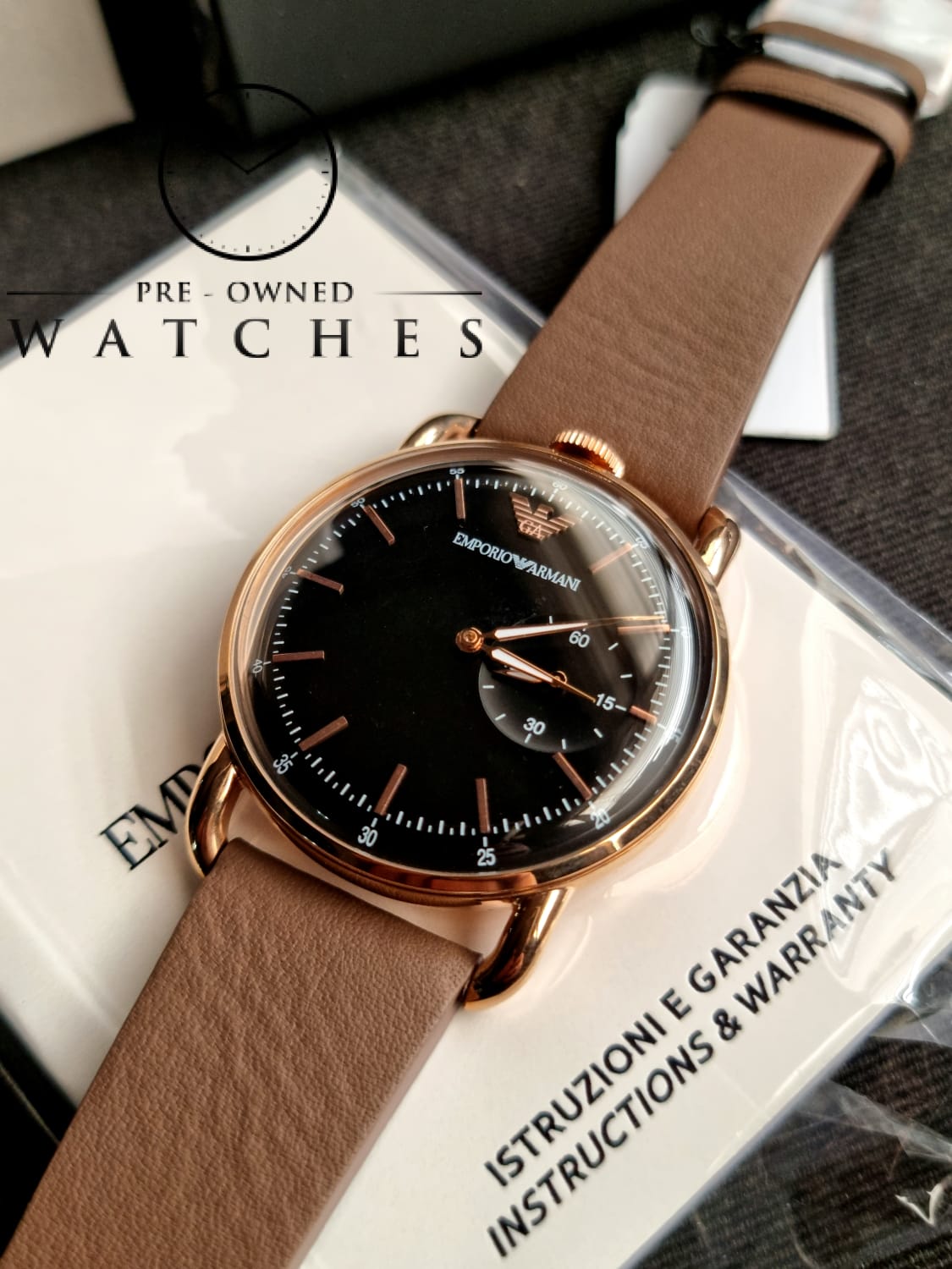 Black and rose best sale gold armani watch mens