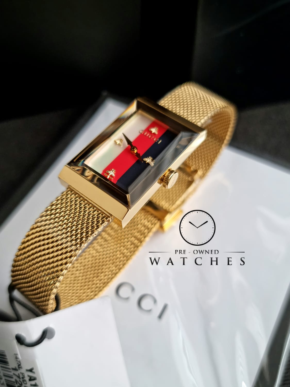 Gucci Women’s Quartz Stainless Steel Swiss Made Multi Color Dial 21mm Watch YA147410